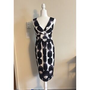 Boden Shift Dress 4 Long V Neck Purple Gray Lined Cotton Preppy Office‎